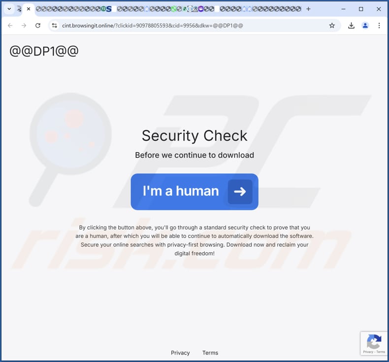 Website gebruikt om te promoten PrivateBrowsing PUA