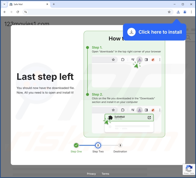 Website gebruikt om SafeMail te promoten PUA