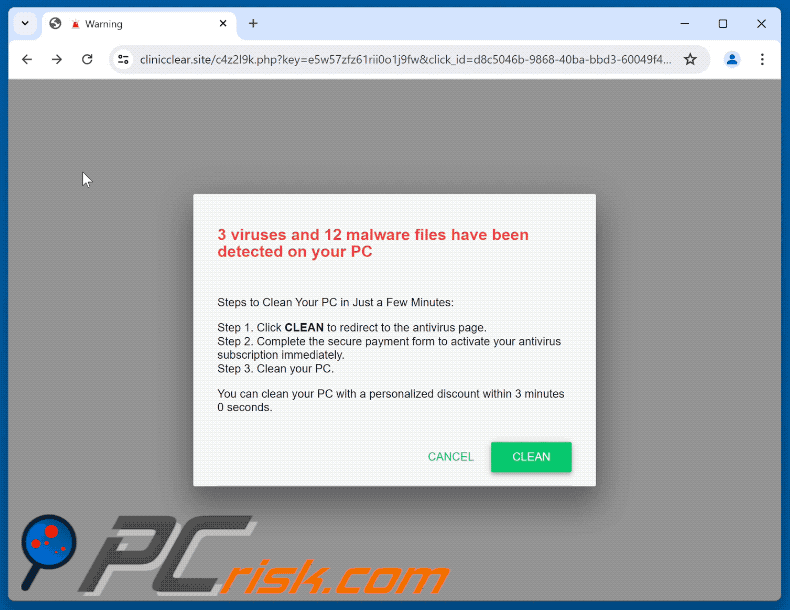 Verschijning van Viruses And Malware Files Have Been Detected oplichterij