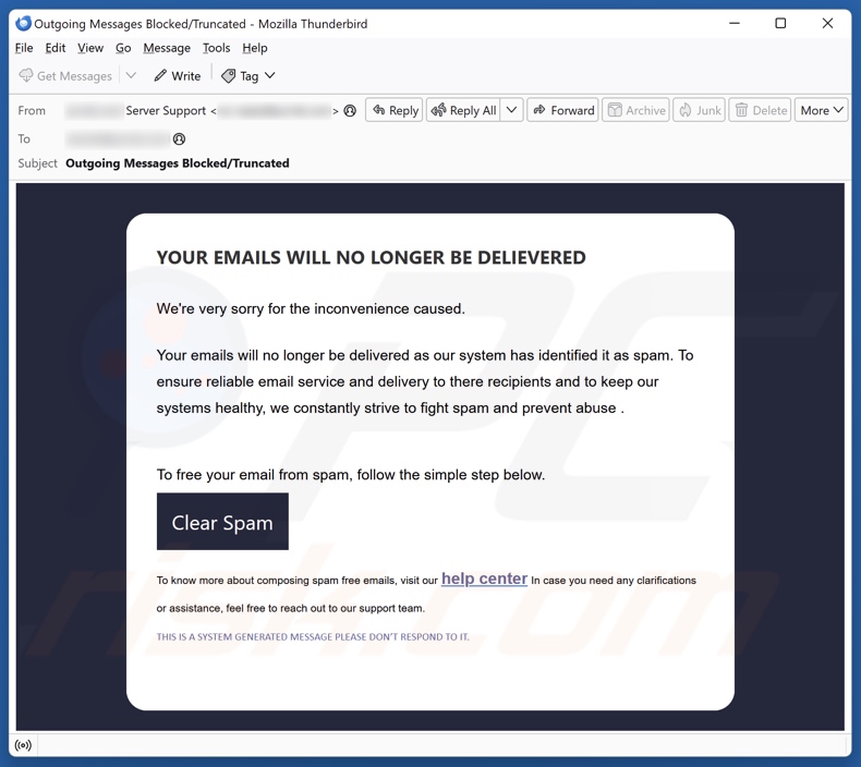 Your Emails Will No Longer Be Delivered spam e-mailcampagne