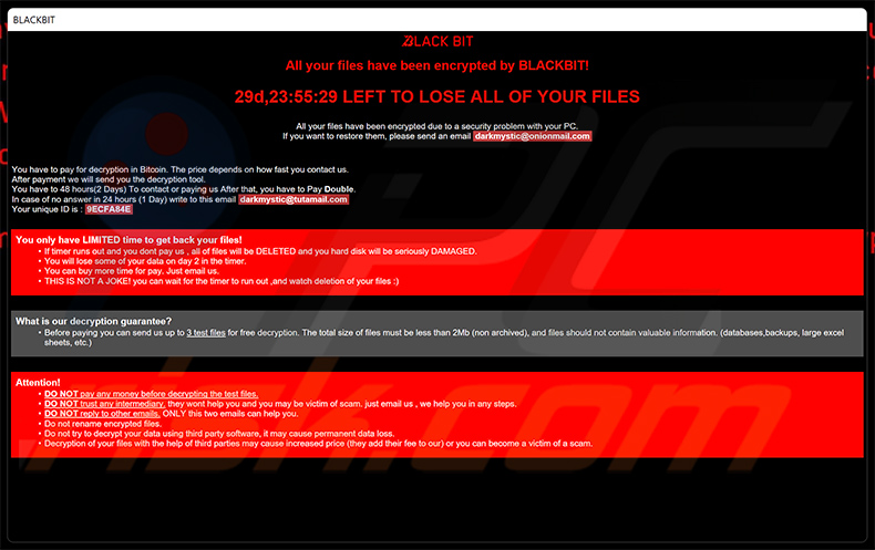 DarkMystic (BlackBit) ransomware losgeldbrief (info.hta)