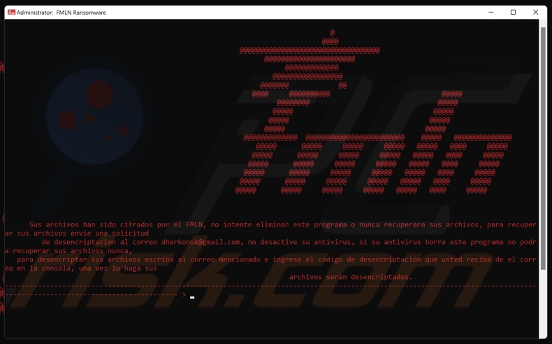 FMLN ransomware losgeldbrief (pop-up)