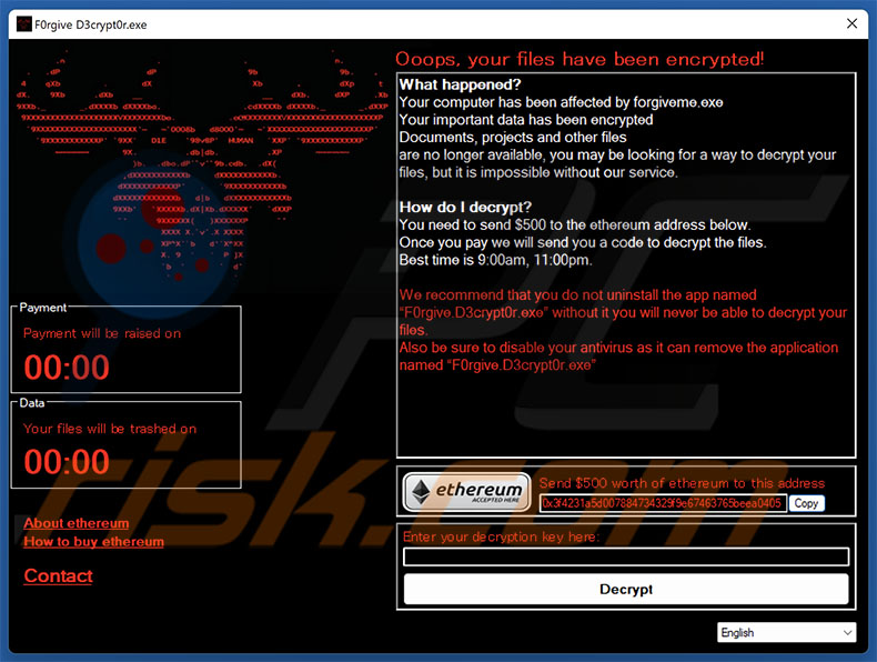 Forgive ransomware losgeldbrief (pop-up)