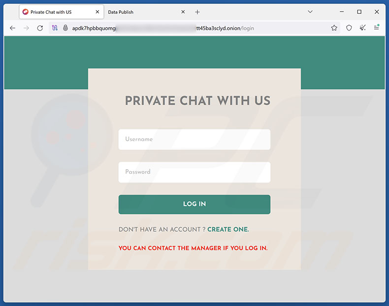 Chatwebsite van Gunra ransomware op het Tor netwerk