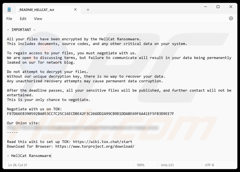HellCat ransomware tekstbestand (_README_HELLCAT_.txt)
