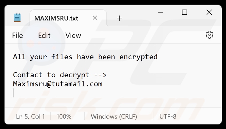 Maximsru ransomware losgeldbrief (MAXIMSRU.txt)