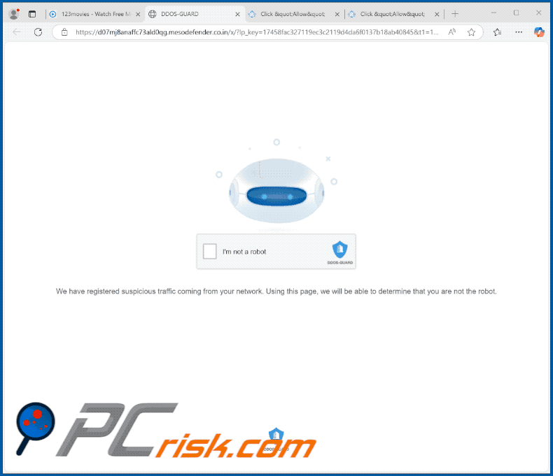 Uiterlijk van de website mesodefender.co[.]in (GIF)