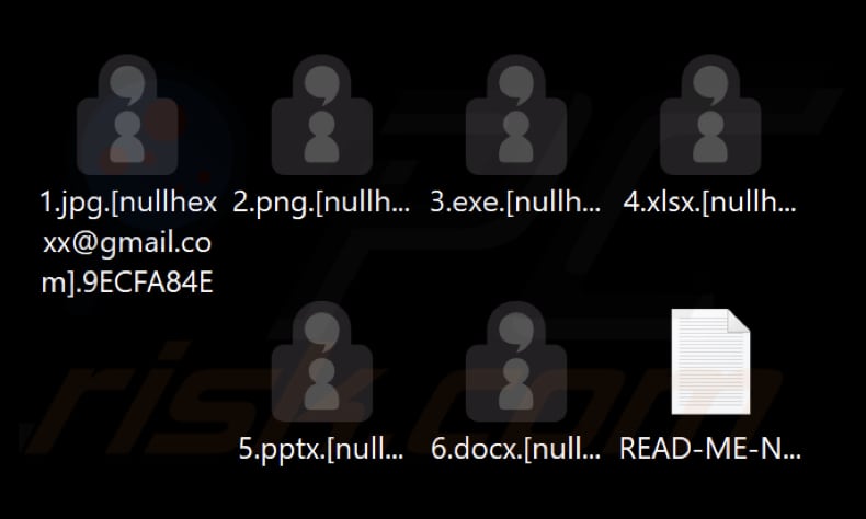Bestanden versleuteld door Nullhexxx ransomware (ID van het slachtoffer als extensie)