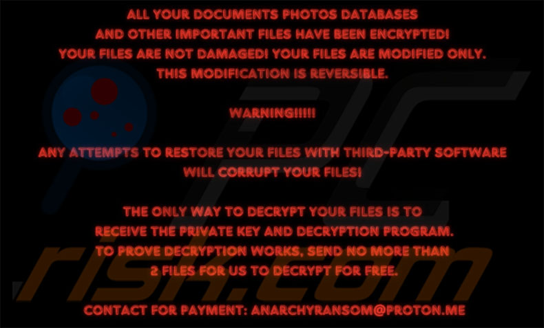 AnarchyRansom ransomware achtergrond