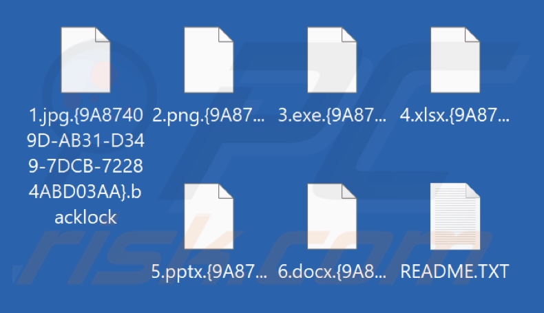 Bestanden die zijn versleuteld door BackLock-ransomware (.{victim's_ID}.backlock-extensie)