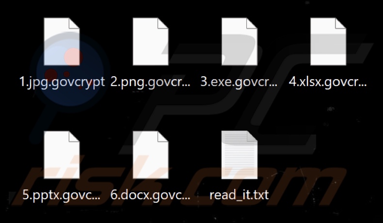 Bestanden die zijn versleuteld door Govcrypt-ransomware (extensie .govcrypt)