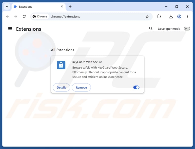 Keyguard-websecure.com gerelateerde Google Chrome-extensies verwijderen