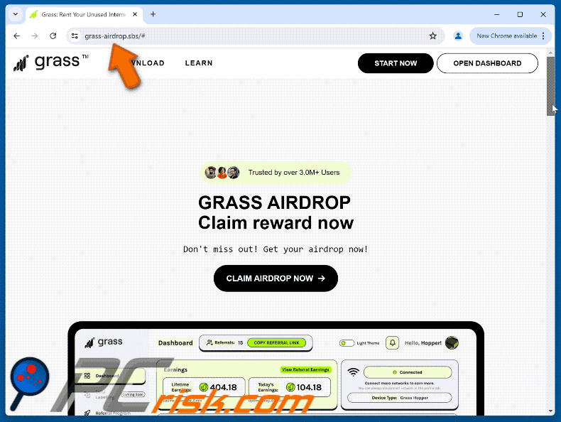 Verschijning van Grass Airdrop zwendel