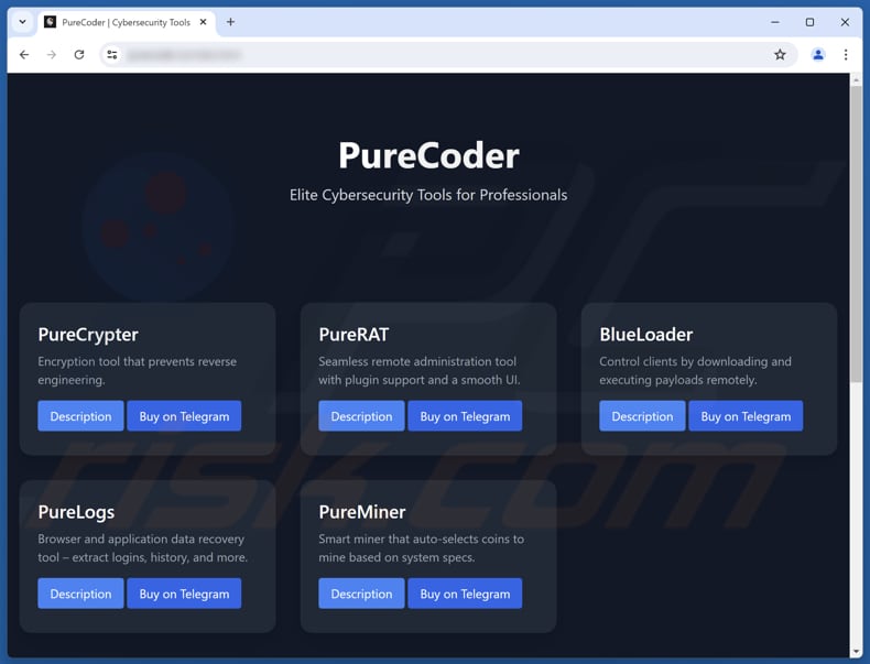 PureRAT malware promotion site