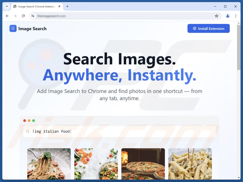 Website gebruikt om Image Search browserkaper te promoten