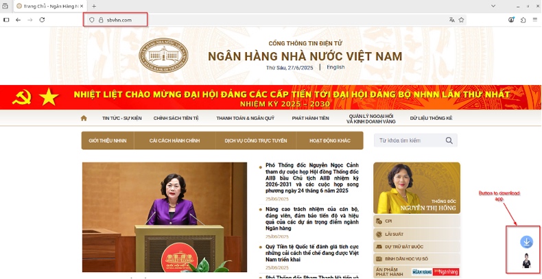 RedHook-malware verspreidt pagina die de website van de Staatsbank van Vietnam imiteert
