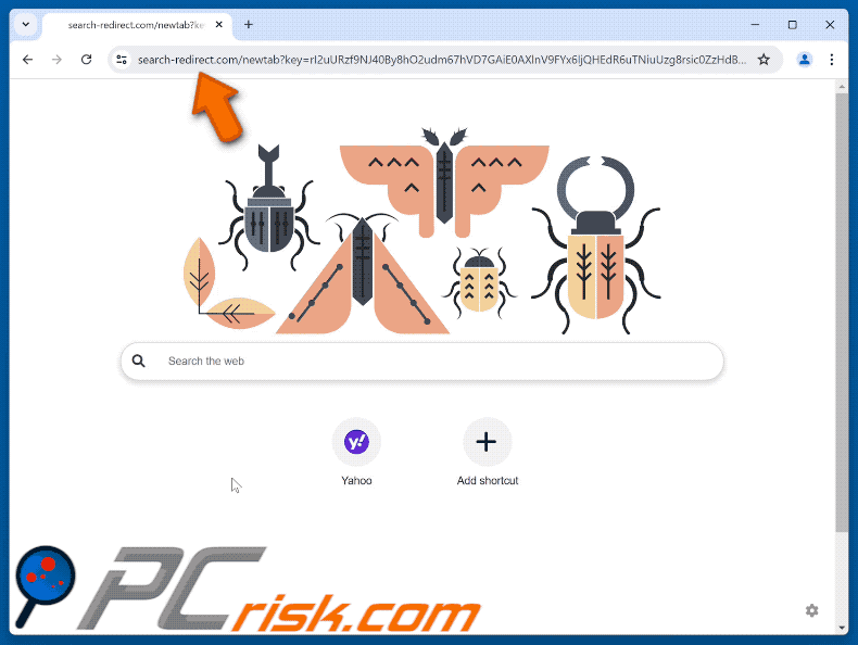 search-redirect.com doorverwijst naar Yahoo (GIF)