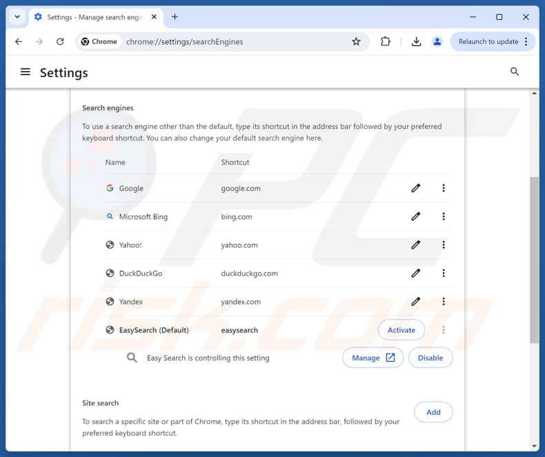 Easy-search.pro verwijderen uit de standaardzoekmachine van Google Chrome