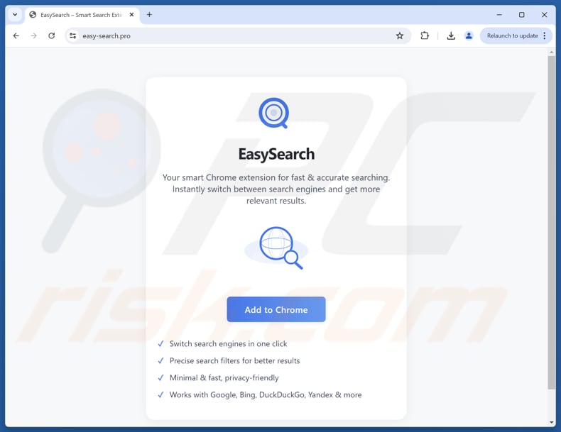 Website gebruikt om te promoten Easy Search browser hijacker
