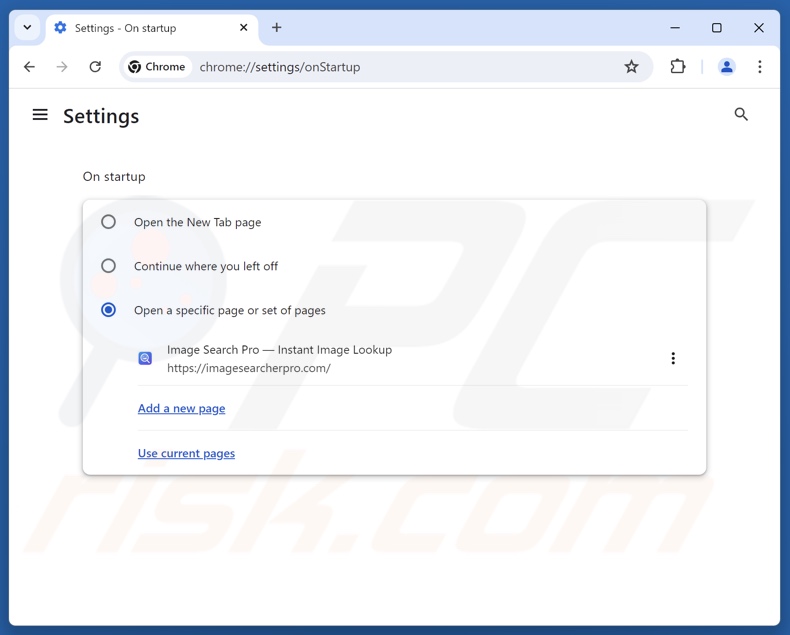 imagesearcherpro.com verwijderen van de startpagina van Google Chrome