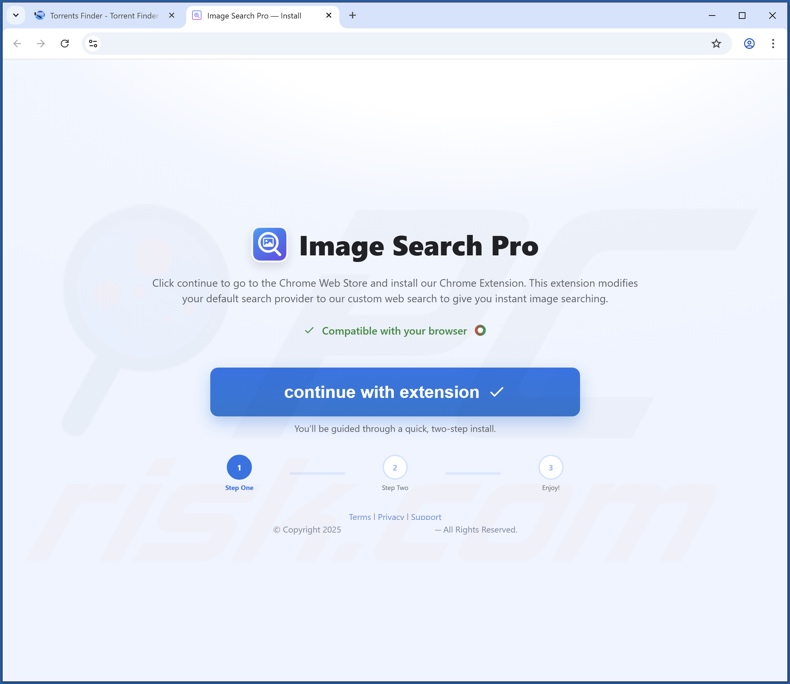 Website gebruikt om Image Search Pro browser hijacker te promoten