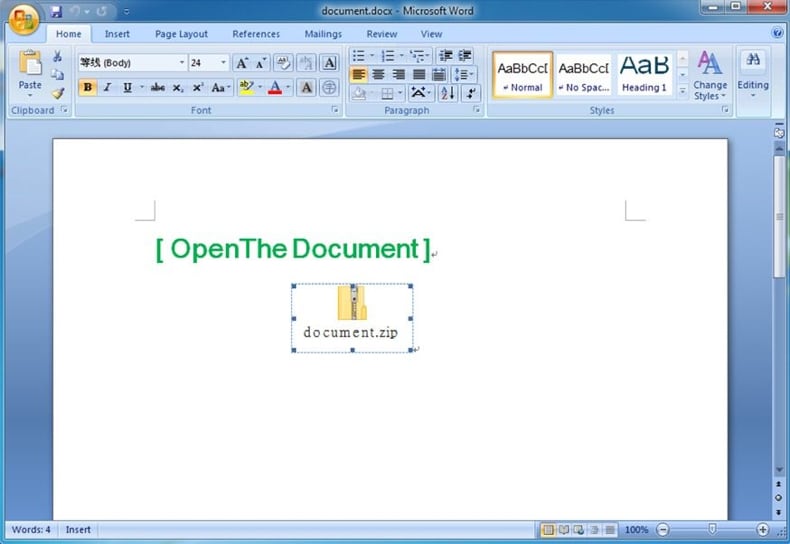 Document dat MostereRAT verspreidt