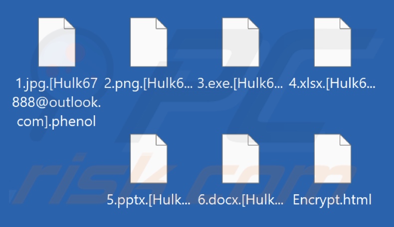 Bestanden versleuteld door Phenol ransomware (extensie .phenol)