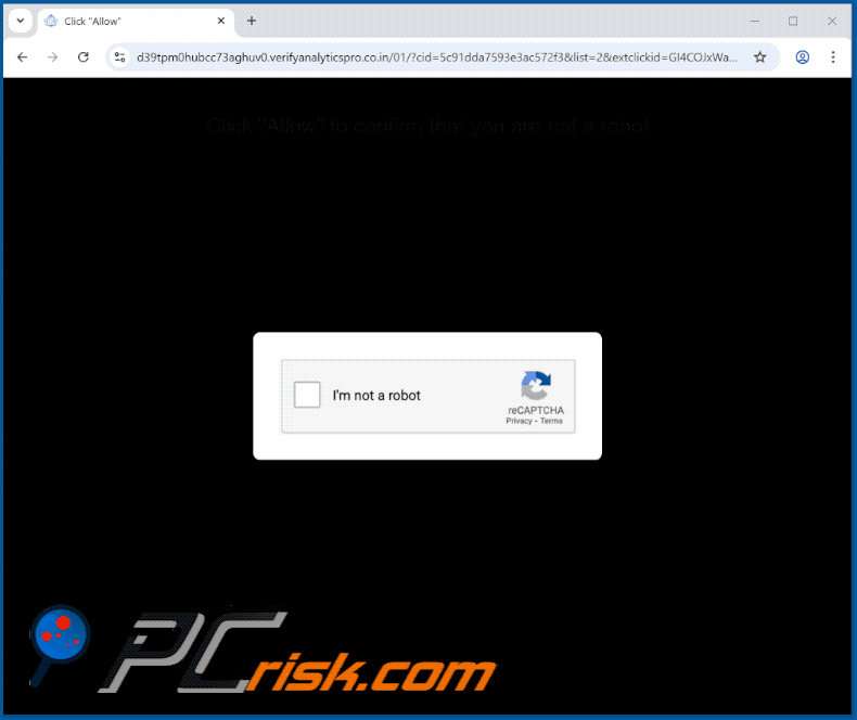 uiterlijk van de website verifyanalyticspro.co[.]in (GIF)