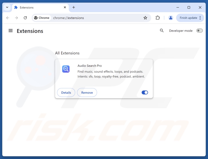 Audiosearchpro.com-gerelateerde Google Chrome-extensies verwijderen