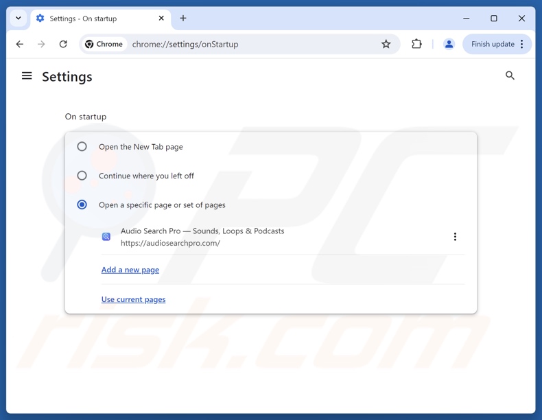 Audiosearchpro.com verwijderen van de startpagina van Google Chrome