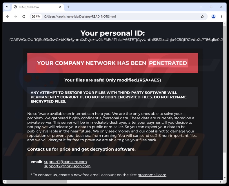 BeFirst ransomware losgeldbrief (READ_NOTE.html)