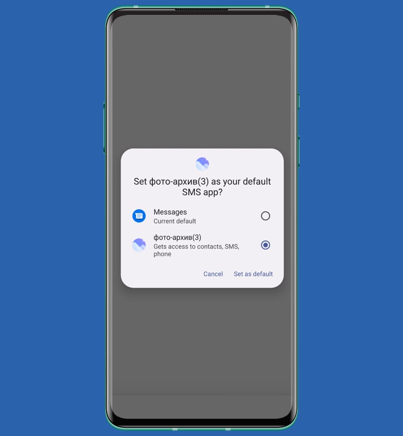 ClayRat-malware vraagt toestemming voor sms-berichten (bron: zimperium.com)