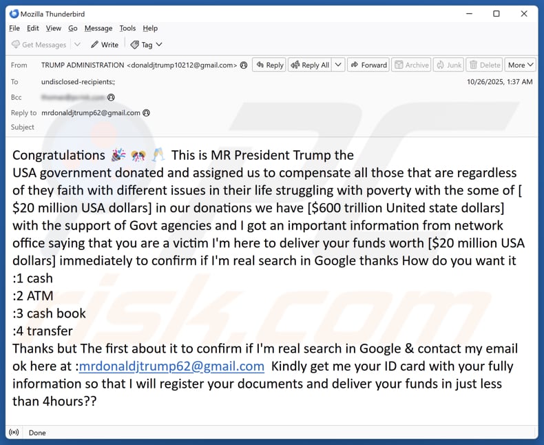 Email Account Failure Notice e-mailspamcampagne
