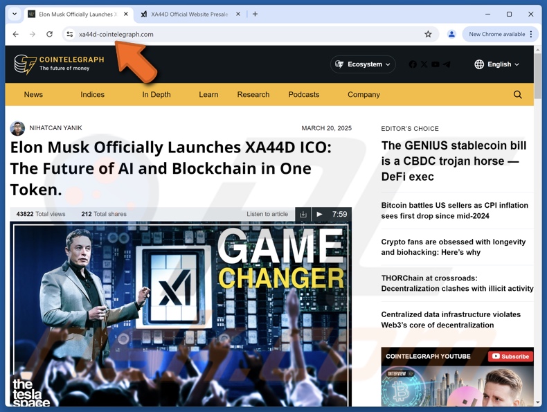 xAI Token Launch zwendel die reclame maakt voor een vals artikel