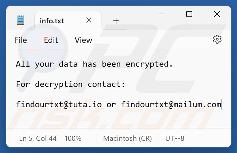 FIND ransomware txt-bestand (info.txt)