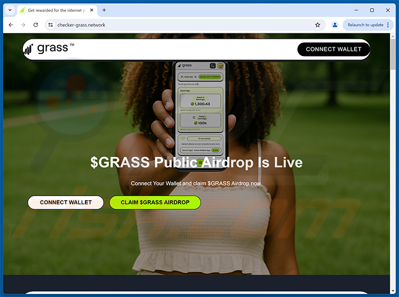 Grass airdrop drainer website (checker-grass[.]network)