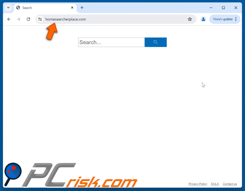 homesearcherplace.com doorverwijzen (via instantsearchly.com) naar Bing (GIF)