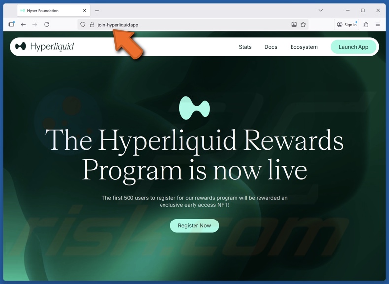 Valse website van het Hyperliquid Rewards-programma