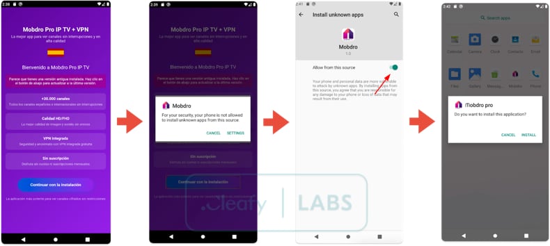 Klopatra banking trojan infectieketen (bron: cleafy.com)