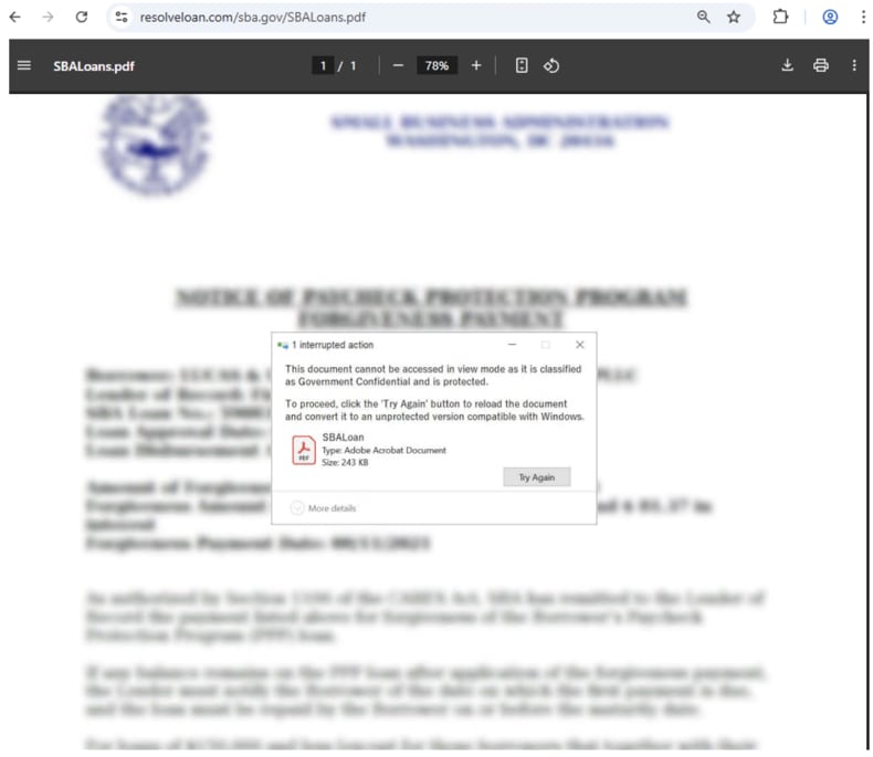 MonsterV2 nep-PDF die leidt tot ClickFix-bezorgmethode (bron: proofpoint.com)