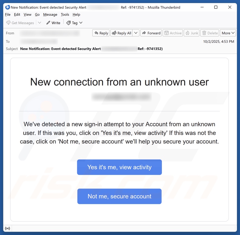 Spamcampagne met e-mails met als onderwerp ‘Nieuwe verbinding van een onbekende gebruiker’