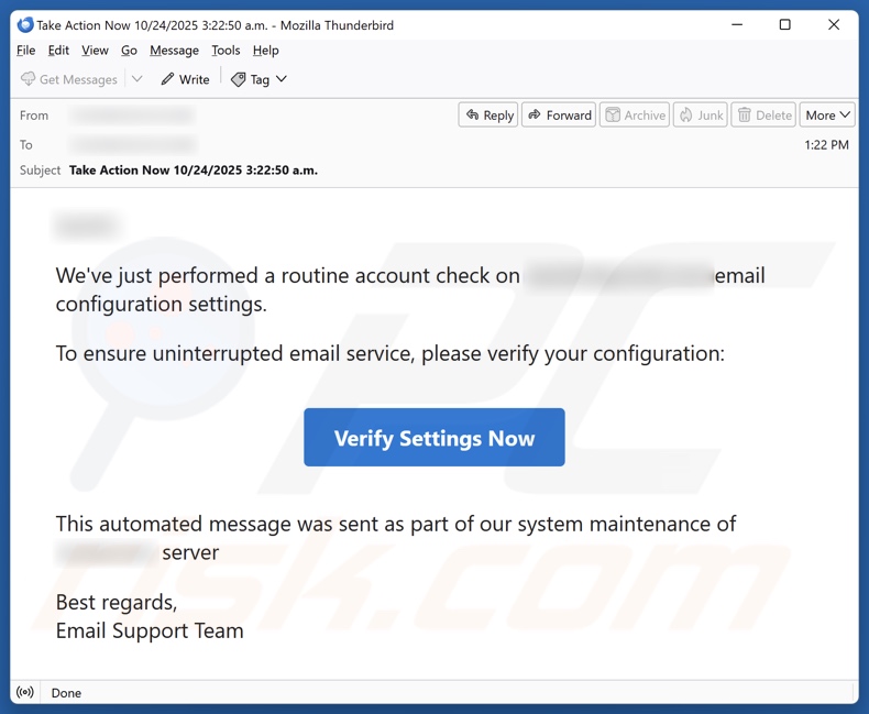 Routine Account Check e-mailspamcampagne