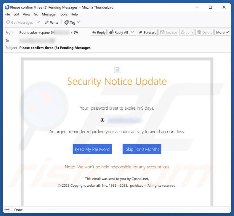 Security Notice Update e-mailspamcampagne