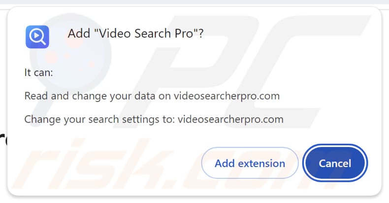Video Search Pro browserkaper vraagt om toestemming