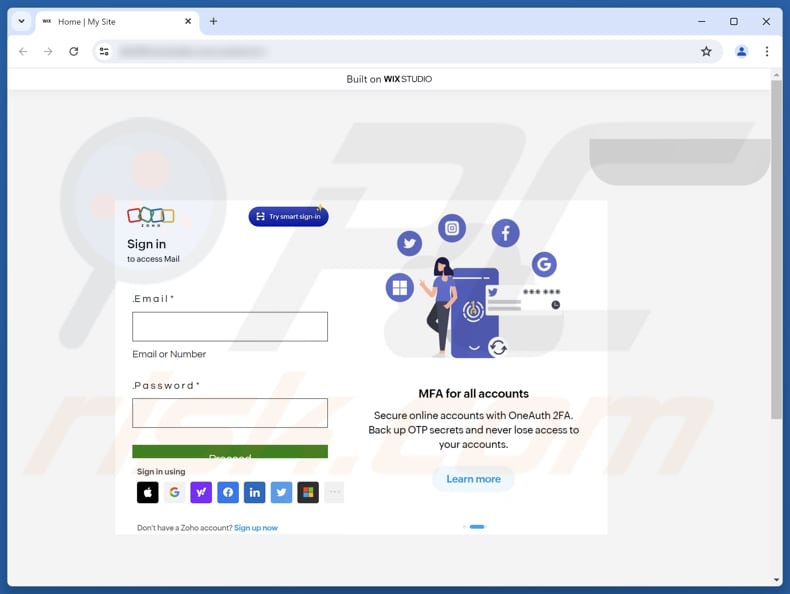 Zoho Mail + Wix Mail Studio Merger Upgrade Scam phishing-site