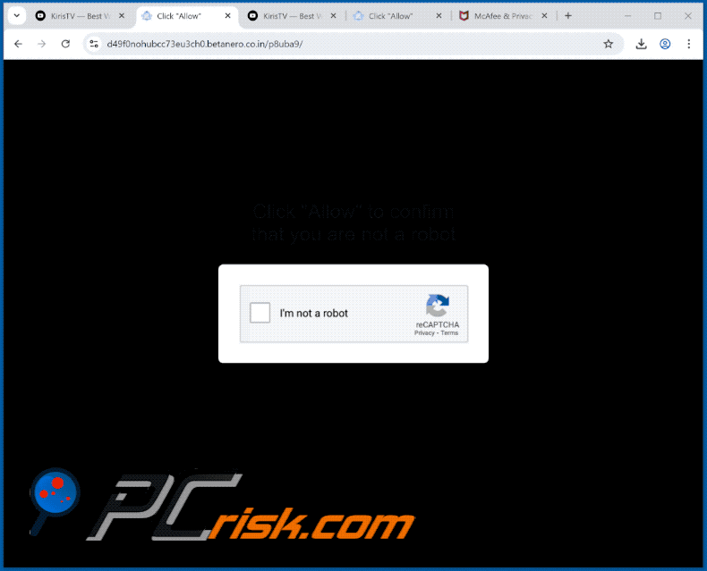betanero.co[.]in uiterlijk van de website (GIF)