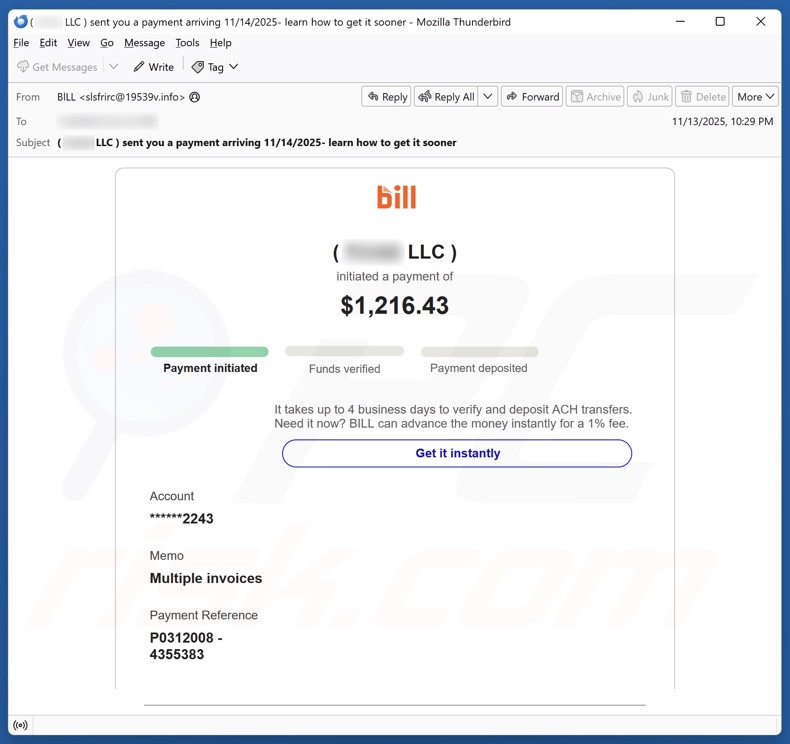 Bill Holdings - Initiated Payment e-mailspamcampagne