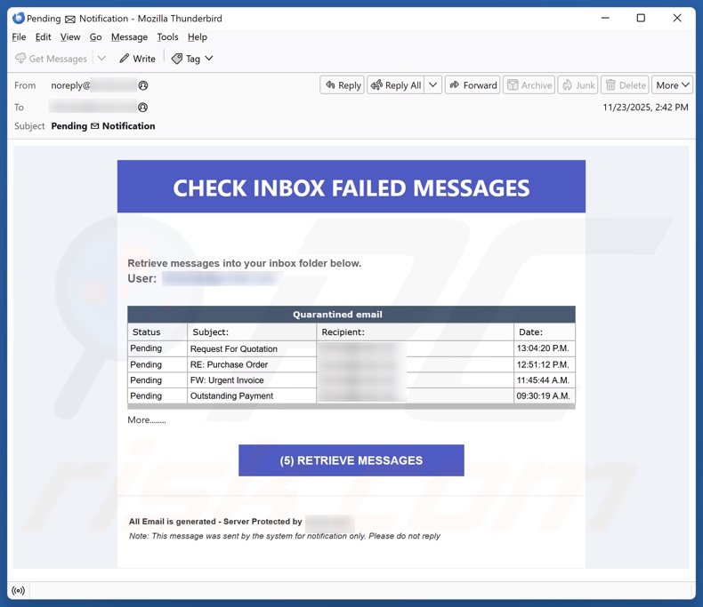 Check Inbox Failed Messages e-mailspamcampagne