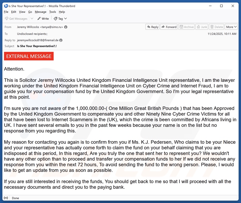 Compensation To Cyber Crime Victims e-mailspamcampagne