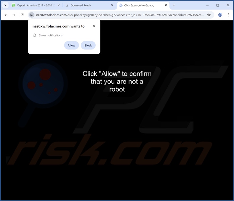 folacines[.]com pop-up omleidingen
